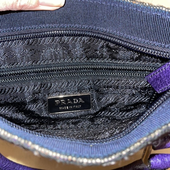 Prada Gray Tweed Tote Bag Grey Purple: VINTAGE - Picture 6 of 11